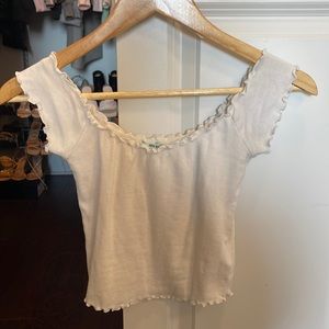 White ruffle crop top